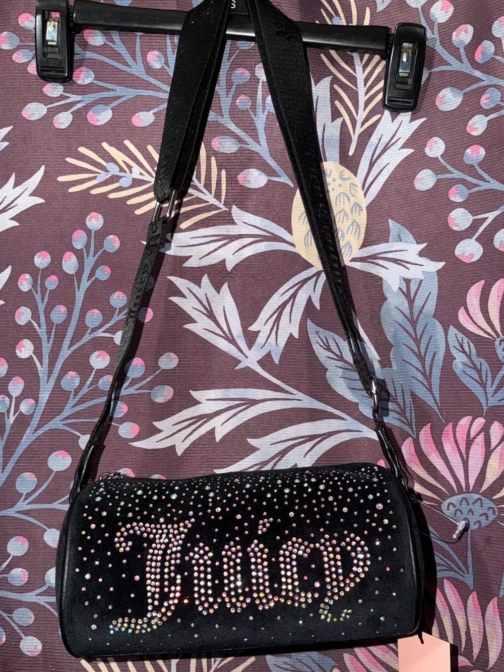 Juicy Couture Black Rhinestone 'Juicy' Crossbody Bag